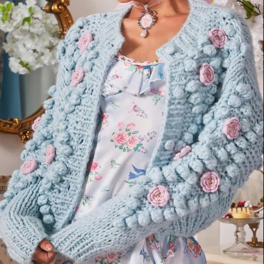 🍁🍂Sugar Thrillz Floral Cardigan🍁🍂LoveShackFancy Vibes! NWT! Size S! - Picture 1 of 9